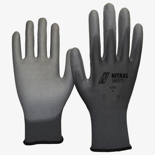 NITRAS Nylonhandschuhe, grau, 6205